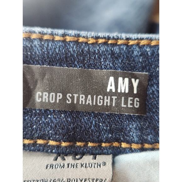 Kut from the Kloth Jeans Women's 20W Amy Crop Straight Leg Distressed Blue Denim - Picture 4 of 5